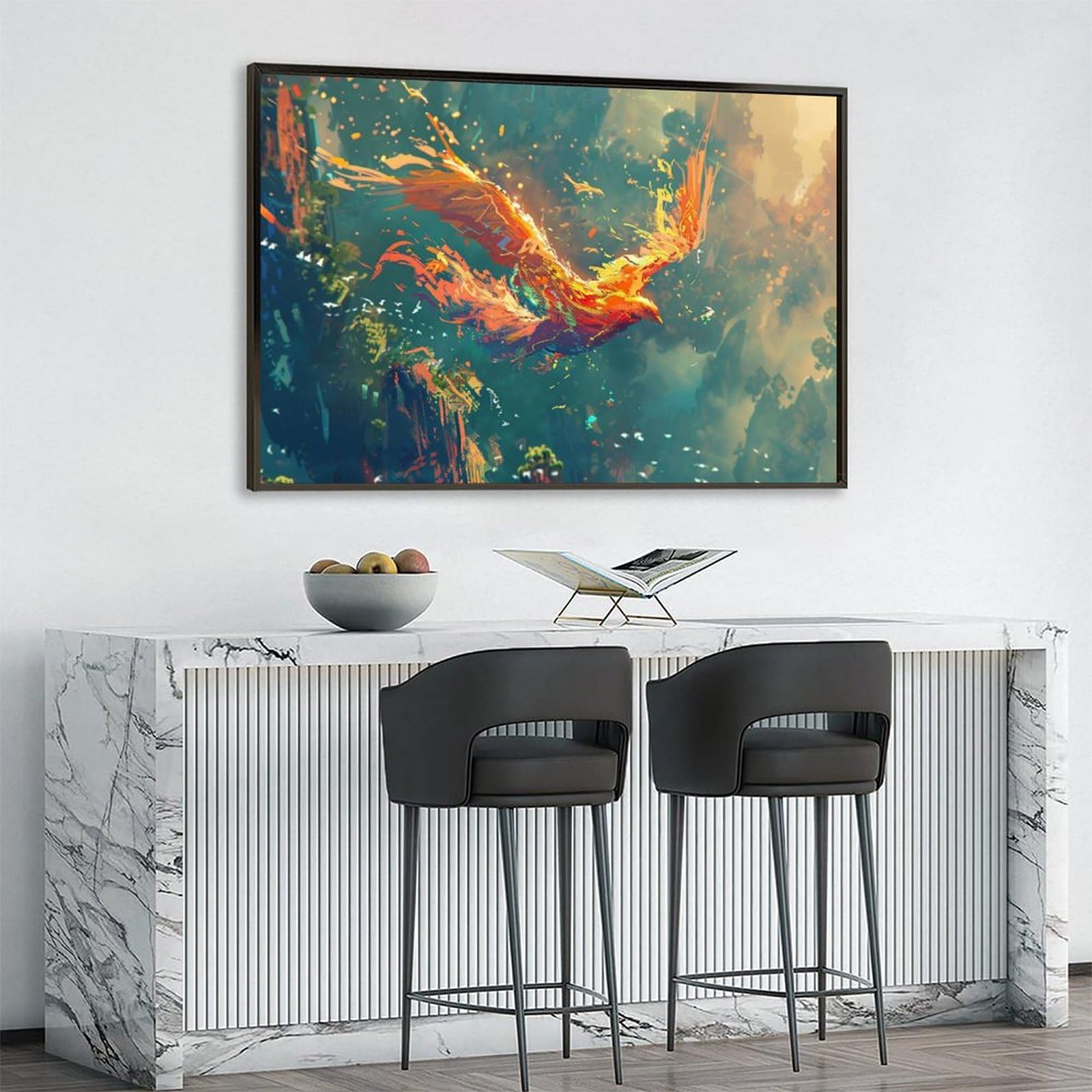 Amazon.co.jp: 絵画 飛んでいるフェニックスインテリア 絵画 奇妙な